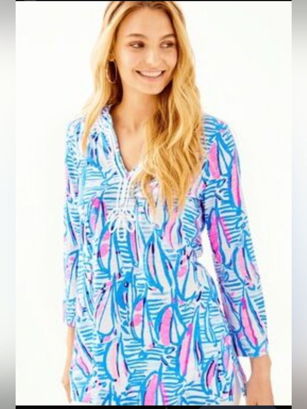Lilly Pulitzer Blue and Pink Sailboat-Print Tunic
